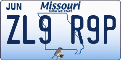 MO license plate ZL9R9P