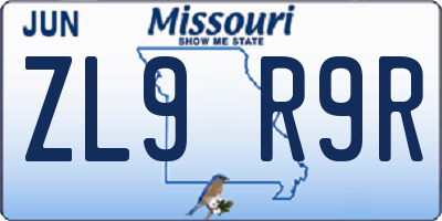 MO license plate ZL9R9R