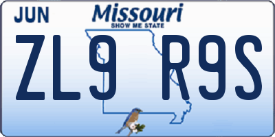 MO license plate ZL9R9S