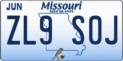 MO license plate ZL9S0J