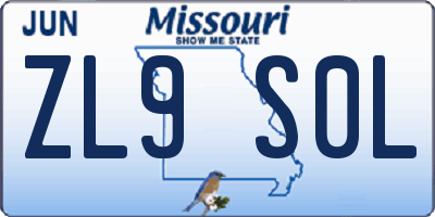 MO license plate ZL9S0L