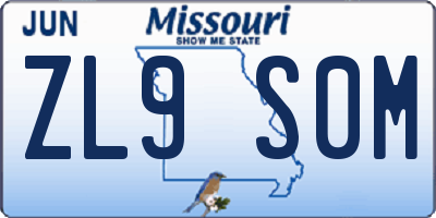 MO license plate ZL9S0M
