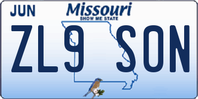 MO license plate ZL9S0N