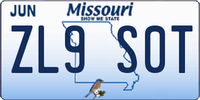 MO license plate ZL9S0T