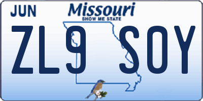MO license plate ZL9S0Y