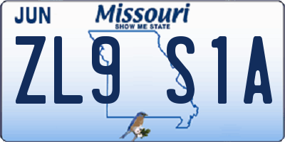 MO license plate ZL9S1A