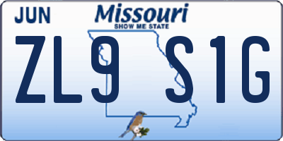 MO license plate ZL9S1G