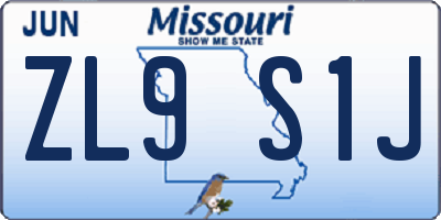 MO license plate ZL9S1J