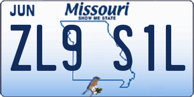 MO license plate ZL9S1L