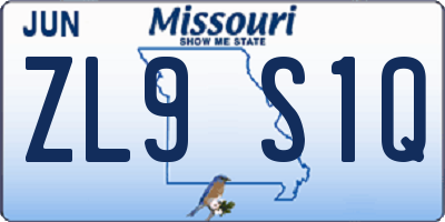 MO license plate ZL9S1Q