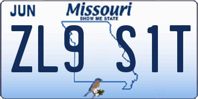 MO license plate ZL9S1T