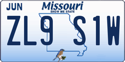 MO license plate ZL9S1W