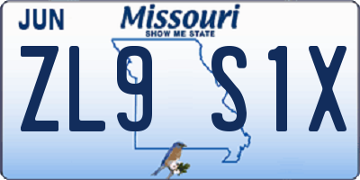 MO license plate ZL9S1X