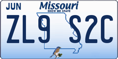 MO license plate ZL9S2C