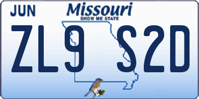 MO license plate ZL9S2D