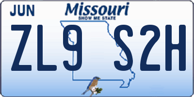 MO license plate ZL9S2H