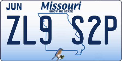 MO license plate ZL9S2P