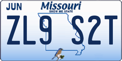 MO license plate ZL9S2T