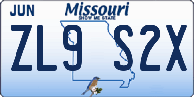 MO license plate ZL9S2X