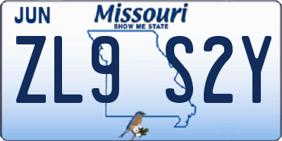 MO license plate ZL9S2Y