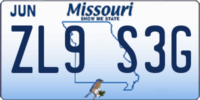 MO license plate ZL9S3G