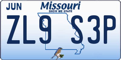 MO license plate ZL9S3P