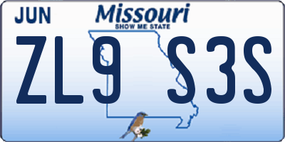 MO license plate ZL9S3S