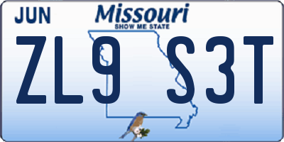 MO license plate ZL9S3T