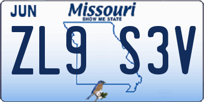 MO license plate ZL9S3V
