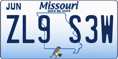 MO license plate ZL9S3W