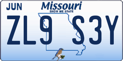 MO license plate ZL9S3Y