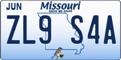 MO license plate ZL9S4A