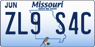 MO license plate ZL9S4C
