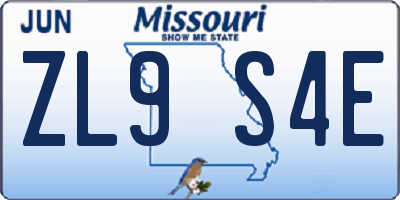 MO license plate ZL9S4E