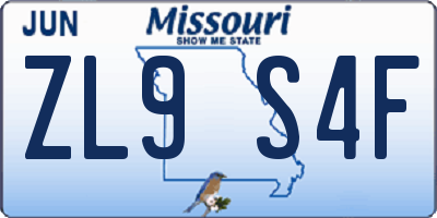 MO license plate ZL9S4F