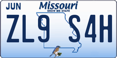 MO license plate ZL9S4H