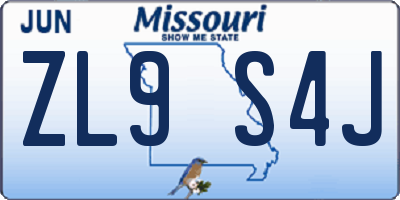MO license plate ZL9S4J