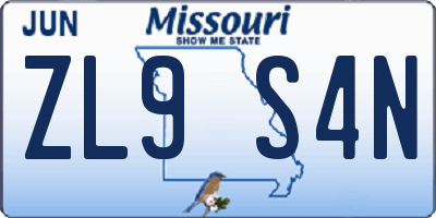 MO license plate ZL9S4N