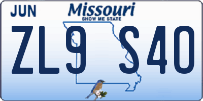 MO license plate ZL9S4O