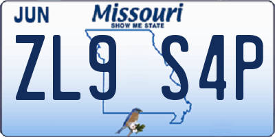 MO license plate ZL9S4P