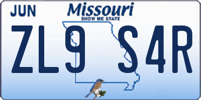 MO license plate ZL9S4R