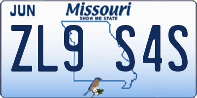 MO license plate ZL9S4S