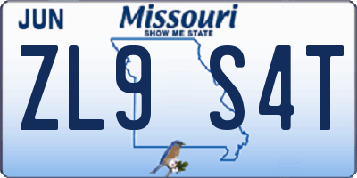 MO license plate ZL9S4T