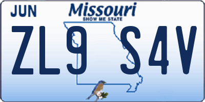 MO license plate ZL9S4V