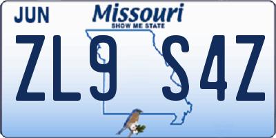 MO license plate ZL9S4Z