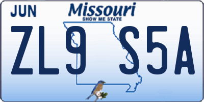 MO license plate ZL9S5A
