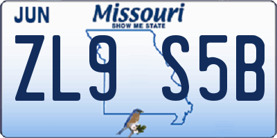MO license plate ZL9S5B