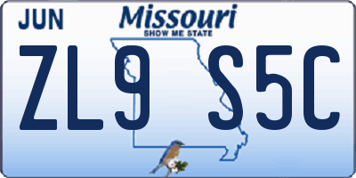 MO license plate ZL9S5C