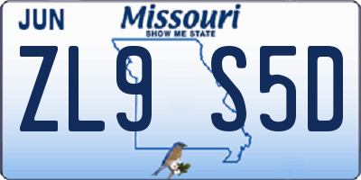 MO license plate ZL9S5D