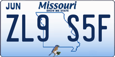 MO license plate ZL9S5F